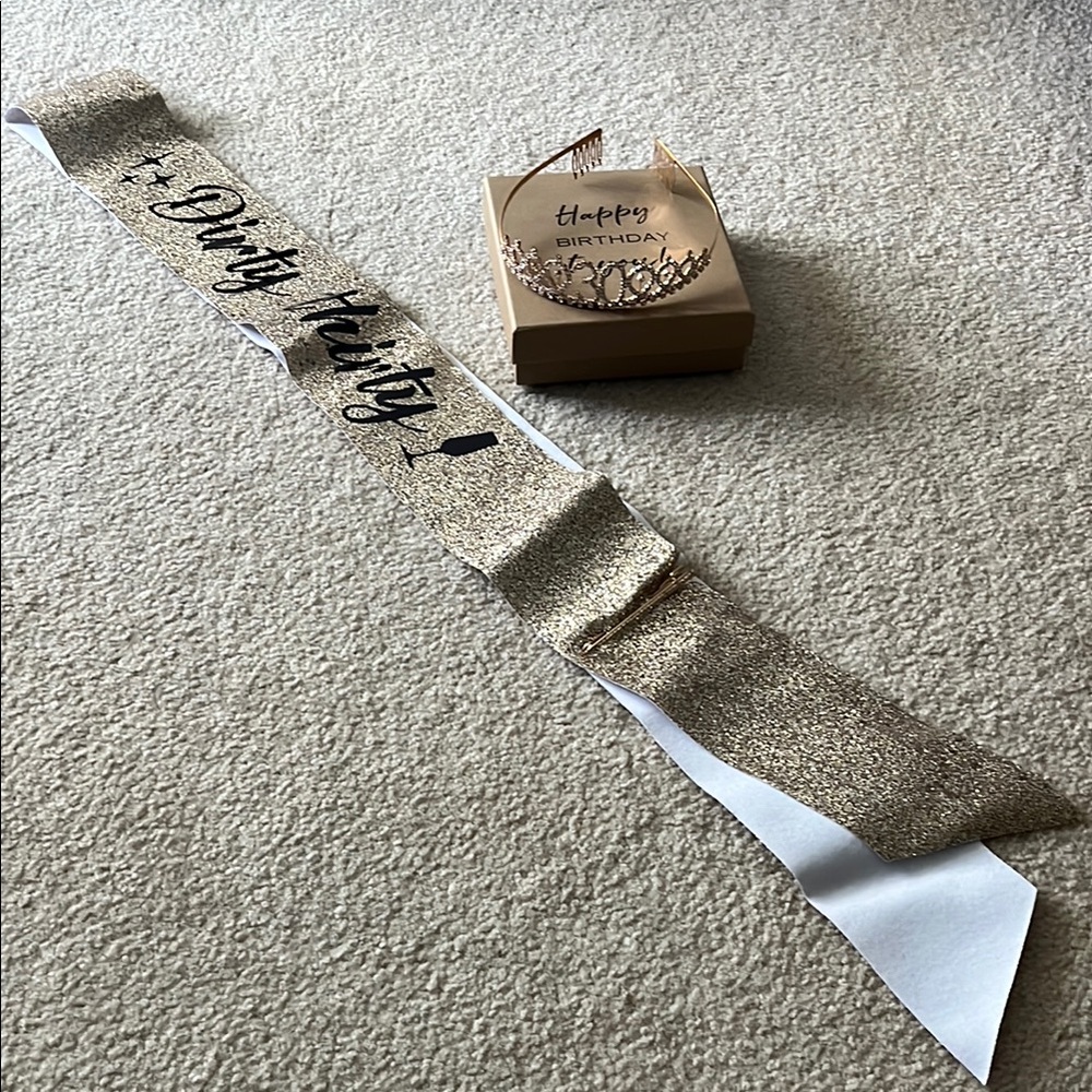 Gold Birthday Sash and Tiara Set